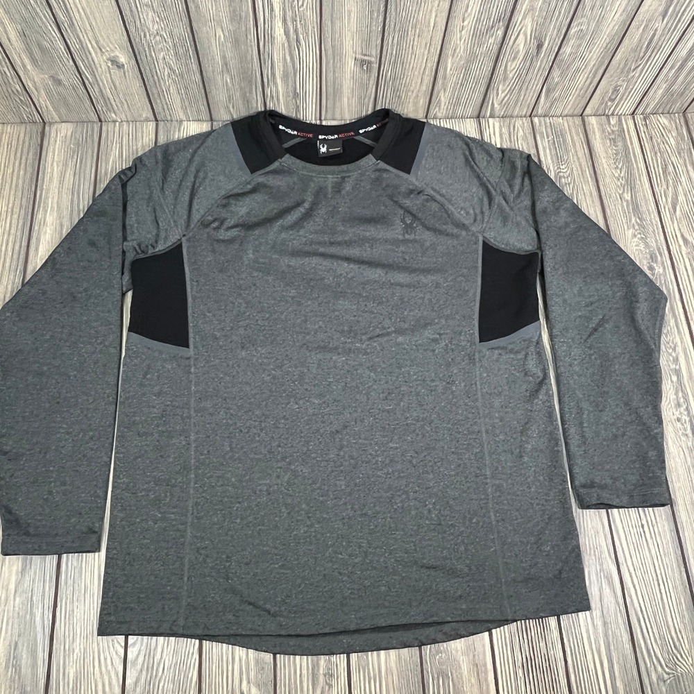 Spyder Active Shirt Mens Large Gray‎ Long Sleeve ProWeb Performance Base Layer